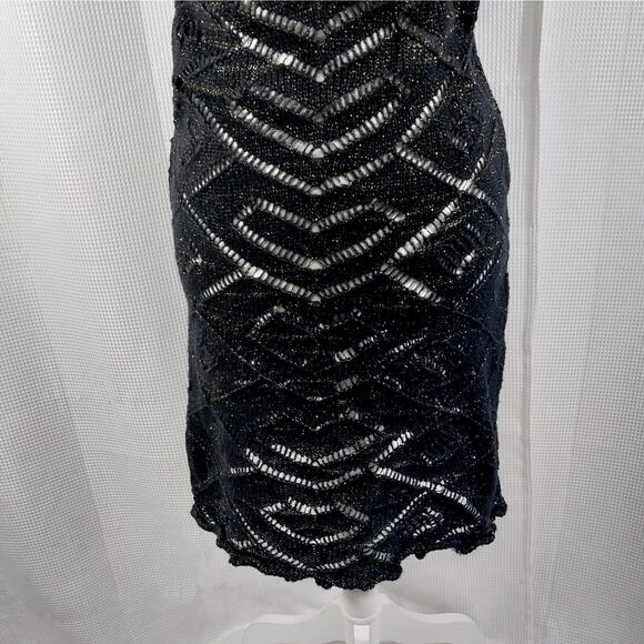 NWT@$225! RODIER! WOOL+! BLACK & GOLD METALLIC KNIT, SHEET SWEATER DRESS! SZ 8 - Picture 4 of 13
